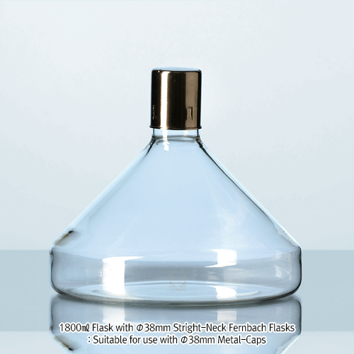 DURAN® Fernbach-type Culture Flask, Large Surface-Area-to-Volume Ratio, 450㎖ & 1,800㎖<br>Made of Boro-glass 3.3, Standard Necks for 38mm Metal-caps, Fernbach 컬처 플라스크