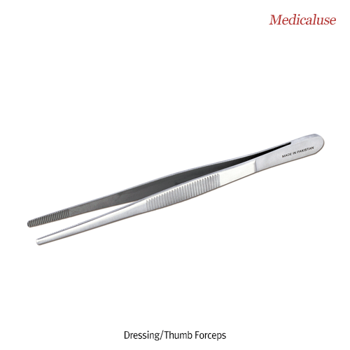 Dressing/Thumb Forceps, Rust-proof Stainless-steel 410, L125~250mm, Medicaluse<br>With Blunt & Ridged-Tip, 표준 드레싱 포셉/핀셋, 의료용, 비부식