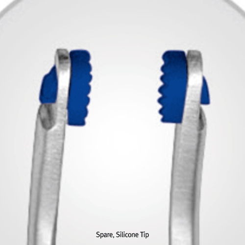 Hammacher® Premium Silicone-tip Curved Forceps, with Adjusting Screw 0~17mm, L160mm, Medicaluse<br>Ideal for Zirconium Works, Stainless-steel 420, Included 5 Pairs of Replacement Silicone-tip, <Germany-Made> 프리미엄 실리콘 팁 곡형 포셉, 독일제 의료용