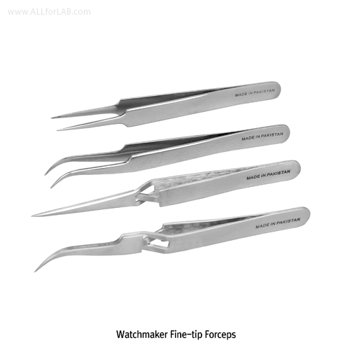 Watchmaker Fine-tip Forceps, High Grade Stainless-steel, L105 & 120mm<br>With Straight-·Curved-·Self-closing type, Non-magnetic, 스텐레스 정밀팁 포셉/핀셋, 비자성/비부식
