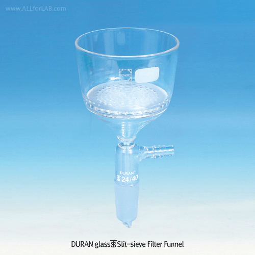 DURAN® Slit-sieve Filter Funnel, Buchner with Perforated Plate and ASTM or DIN, 70~1,000㎖<br>Ideal for Filter Papers or Cloth, Borosilicate Glass 3.3, 조인트부 시브 필터 펀넬