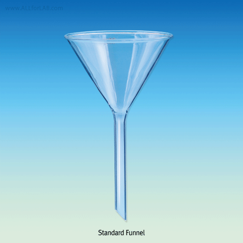 Popular Boro-glass Funnel, with 60°angle, Φ40~Φ300mm<br>Made of Borosilicate-glass 3.3, Used with Filter Papers, 기본형 글라스 펀넬