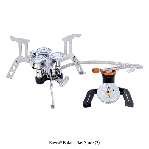 Kovea® Butane Gas Stove, Piezo-electric Auto-ignition<br>With Cylinder- & Screw-type Gas Connector, 오토 가스 스토브, 압전 자동점화