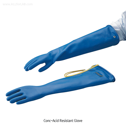 CSM/NBR Conc-Acid Resistant Glove, Weather·Temp-resistant, L550 & 580mm<br>Ideal for Hydrofluoric Acid, Chemical Resistant, Two-layered, 내약품성 장갑