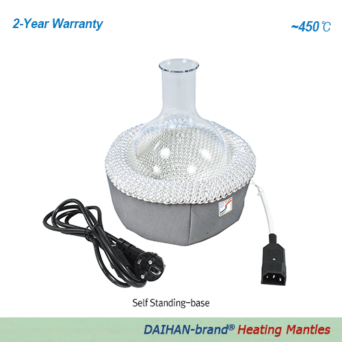 DAIHAN® Fabric-Housed Flask Heating Mantle, (1) Self Standing-base & (2) Top Cover, 450℃, 50㎖~100Lit<br>With Nickel Chrome Heating Element, Option-Controller, with Certi. & Traceability<br>라운드 플라스크용 직물케이스 히팅맨틀, Ni-Cr 열선 내장, 자력교반기와 사용가능, 조절기와 외장 온도 프로브 별도