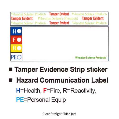 Wheaton® CLEANPACKTM Clear Straight Sided Jars, Short- & Tall-form, 30~1,000㎖<br>Ideal for Large Solid Samples, with Chemical Resistant PP Screwcap, ASTM·EPA·USP, 자 / 大 광구병