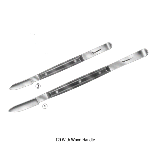 Hammacher® Premium L130 & 175mm Wax Knife, Rustproof Stainless-steel, Medicaluse<br>1. All Stainless-steel and 2. Wood Handle, <Germany-Made> 프리미엄 왁스나이프, 독일제 의료용, 비부식