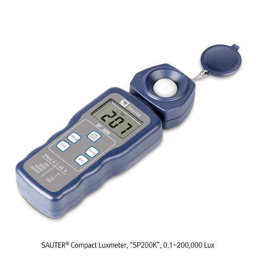 SAUTER Compact Luxmeter, “SP200K”, 0.1~200,000 Lux, Selectable Units : FC, Lux<br>With LED Light Measurement & Rotatable Sensor, Sturdy Protective Sensor Cover, 디지털 조도계