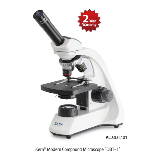 Kern® Modern Compound Microscope “OBT-1”, Monocular & Binocular, with 1W LED illumination, 40×~ 1000×<br>With 360°Rotatable Tube, Diopter Adjustment, Finite Optical System, Rechargeable batteries, 고급 교육용 생물 현미경