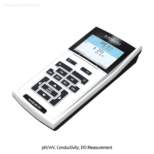 SI Analytics Premium Portable Multi-meter Set, “HandyLab 680”, 2-Connectors for pH, Conductivity, DO<br>With Electrodes, Waterproof IP67, <Germany-Made> 휴대용 다용도 멀티 미터 세트, pH·전도도·산화환원·용존산소