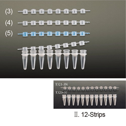 Simport® AmplitubeTM 0.2㎖ PCR Reaction Strip, PP, 8- &12- Tube and Non-attached Caps<br>With Ultrathin Wall, Domed or Flat Cap, -196℃+121℃, PCR 스트립 튜브, 캡 스트립 분리형
