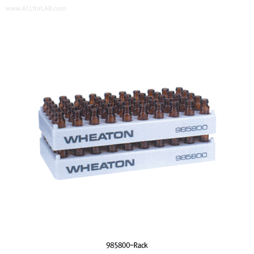 Wheaton® 50-hole Cryovial Workstation Rack, PP, 190×100×h22mm, Autoclavable<br>With 50-hole(5×10)/id Φ12.5mm, Heat Resistant, 50홀 바이알 랙