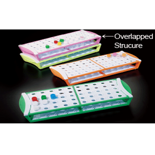 Simport® OneHandTM 50-hole Microtube Rack, with Locking Base, for Φ13mm Tubes(0.5~2㎖ )<br>With Convenient Handles on each Side, Stackable, Submersible, 293×115×39mm, 마이크로 튜브 랙