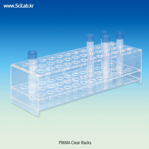 SciLab® 3-Tier Clear Rack, PMMA, for Φ14~38mm Test Tubes<br>With 12·16·30·33-Hole, -40℃+90℃, <Korea-Made> 투명 랙