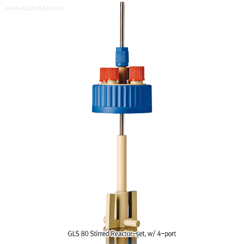 DURAN® Stirred Bottle Reactor-set, GL45/GLS80, with Mag-Stir Shaft/Impeller and 2 & 4-Ports, 500~2,000㎖<br>Ideal for Small Volume Mixing/Reaction, Up to 140℃, 500rpm Autoclavable, FDA, 자력교반기용 바틀형 반응조