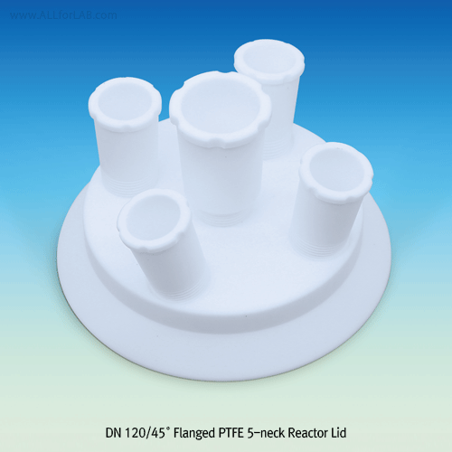 4~6 Necks All PTFE 45° DN-Standard Flanged Reactor Lid, with Assembly Screw Taper Socket Joint, DN60~DN200 Flanged<br>Common Use “ASTM & DIN” Cone Jointware, <UK-Made> PTFE 45° DN-표준 플랜지 반응조 안전 뚜껑