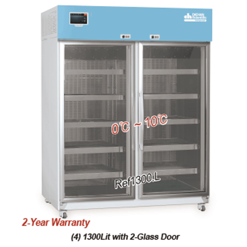 DAIHAN® 0℃~10℃ SMART Laboratory Refrigerator “Ref.L”, 150·280·600·1300Lit, Glass Door<br>With Smart-LabTM System, Dual Eva-defrost. CFC-Free, Forced-air, Stainless-steel Perforated Shelf, Door Lock Device, 실험실용 다용도 냉장고
