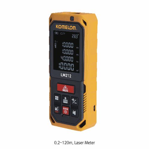 Komelon® Laser Meter, 0.2~120m, Waterproof IP65, 20Memories<br>With Various Measuring Mode, Compact Slim-Type, 초소형 레이저 거리측정기