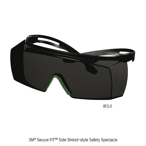 3M® Secure FITTM Side Shield-style Safety Spectacle, Coated Color One-piece Molded PC Lens, Comportable Fit<br>Ideal for Wraparound Protection, 측면이 보강된 보안경