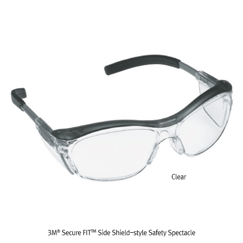 3M® Secure FITTM Side Shield-style Safety Spectacle, Coated Color One-piece Molded PC Lens, Comportable Fit<br>Ideal for Wraparound Protection, 측면이 보강된 보안경