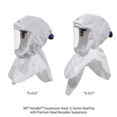 3MTM VersafloTM Modular Respirator System, A. Hood with Suspension+B. Breathing Tube+C. Air Supply Source, APF1000<br>for Powered Air Purifying, Comfortable Protection against Multiple Hazards, 전동식 마스크 시스템, 헤드탑+튜브+에어터보