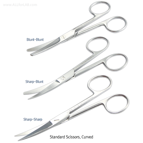 Hammacher® Premium Scissors, Rustproof Stainless-steel, L115~185mm<br>With 3-type Tips, Straight- & Curved-type, <Germany-Made> 프리미엄 연구용 가위, 독일제, 비부식