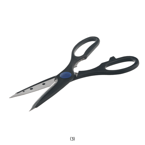 Bochem® Universal Laboratory Scissors, with Plastic Handle, L180~210mm<br>With 3-type Tips, up to Max 145℃ Resistant, Stainless-steel 430, 다용도 실험실 가위