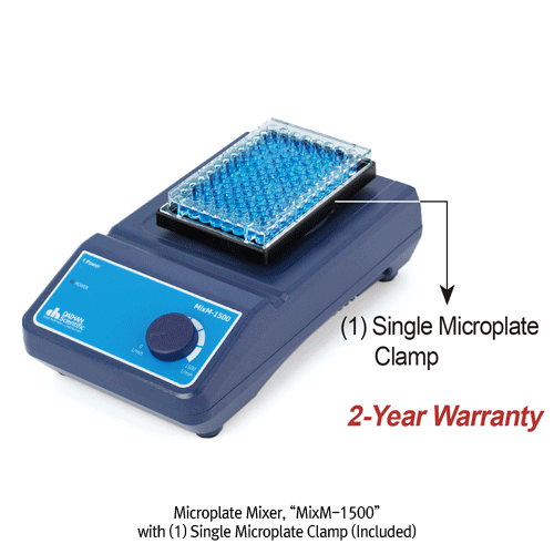 DAIHAN® Compact Functional Orbital Shaker “MIXM-1500”, with the Microplate Clamp, Max. 1,500rpm<br>For Holding Single or Double Microplates, Continuous Operation, 소형 기능성 궤도형 쉐이커, Microplates & Tubes용