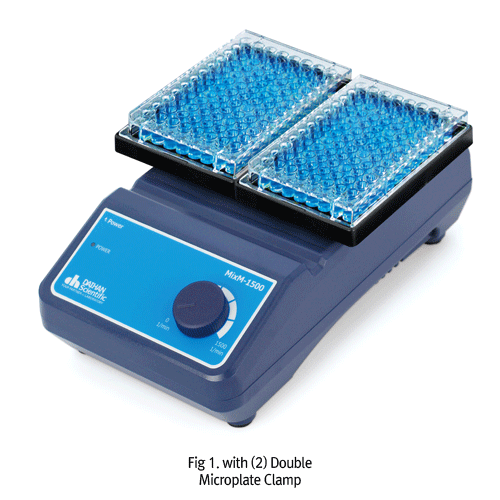 DAIHAN® Compact Functional Orbital Shaker “MIXM-1500”, with the Microplate Clamp, Max. 1,500rpm<br>For Holding Single or Double Microplates, Continuous Operation, 소형 기능성 궤도형 쉐이커, Microplates & Tubes용