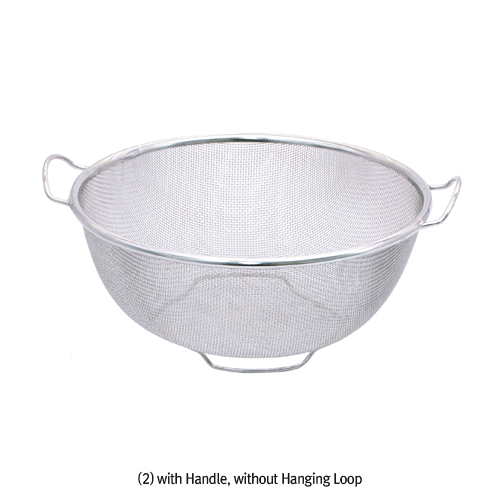 Round-type Mesh Basket, Stainless-steel, with or without Hanging Loop & Handle, Φ205~260mm<br>Ideal for Washing·Drying·Storage &c., Lightweight, Durable, 원형 메쉬 바구니