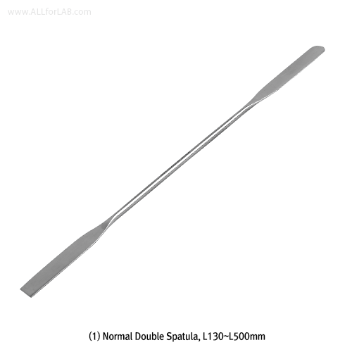 General Purpose Double-Spatula & Chattaway Spatula, High Grade Stainless-steel<br>L130~500mm, Finished Surface, MP-1400℃, 스텐 양면 스패츌러, 비자성/비부식