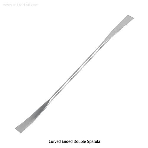 Curved End Double Spatula, High Grade Stainless-steel, L130~210mm<br>Non-magnetic, Finished Surface, 곡형 양면 스패츌러, 비자성/비부식