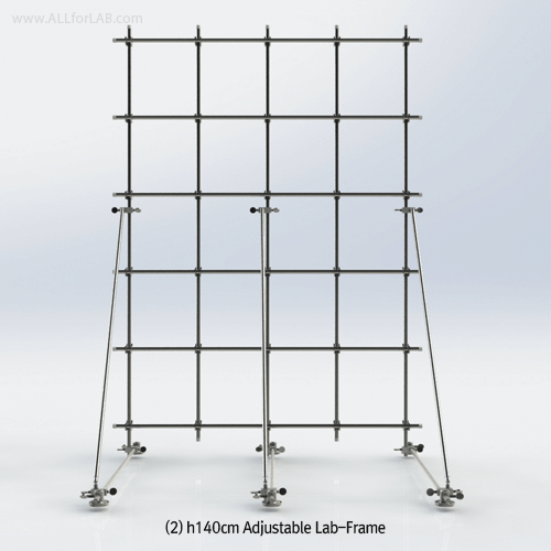 SciLab® Adjustable Φ12.7mm Stainless-steel Lab-Frame, Height 100 & 140cm<br>With Φ12.7mm Pipe, Floor or Wall-Mountable, 조립식 실험용 프레임
