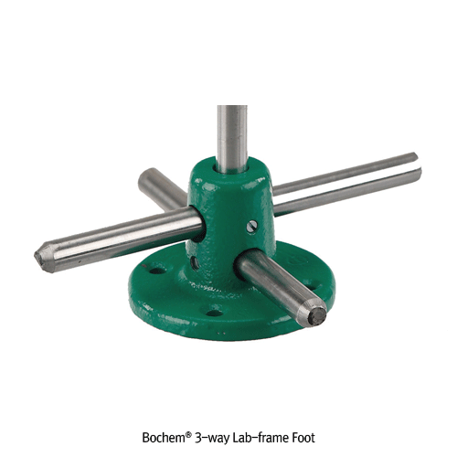 Bochem® 3-way Lab-frame Foot, Tempered Cast Iron, Φ80×h41mm<br>Suitable for Φ12mm Pipe & Rod, <Germany-Made> 프레임 다리(풋)