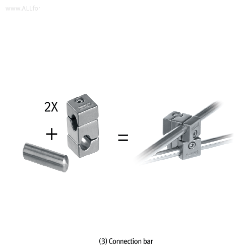 Square Connectors, Φ12~14mm Grip, Zinc-diecasting<br>For 90˚or 0~360˚angle Connection, Chrome-plated, 4각 커넥터