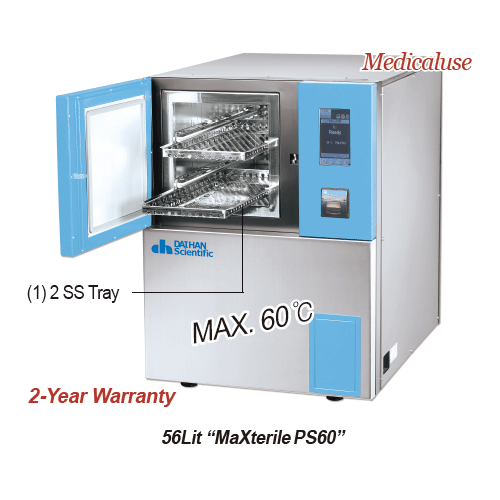 DAIHAN Labtech® 56 & 130 Lit Low Temp Plasma Sterilizer “MaXterileTM PS60 & PS130”, Max. 60℃, Medicaluse<br>Suitable for Medical Instrument, 50% Hydrogen Peroxide Injection, Microprocessor Touch Screen Controller<br>With Front Door & SQUARE Chamber, 2 Per