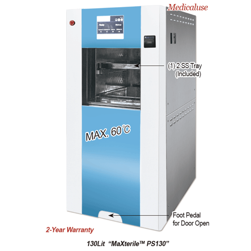 DAIHAN Labtech® 56 & 130 Lit Low Temp Plasma Sterilizer “MaXterileTM PS60 & PS130”, Max. 60℃, Medicaluse<br>Suitable for Medical Instrument, 50% Hydrogen Peroxide Injection, Microprocessor Touch Screen Controller<br>With Front Door & SQUARE Chamber, 2 Per