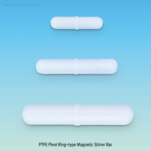 PTFE Pivot Ring-type Magnetic Stirrer Bar, Efficient Spinning even on Curved or Uneven Bases, L30~159mm<br>Excellent for Chemical and Corrosion Resistance, for Lab & Industry, PTFE Pivot Ring-type 마그네틱바