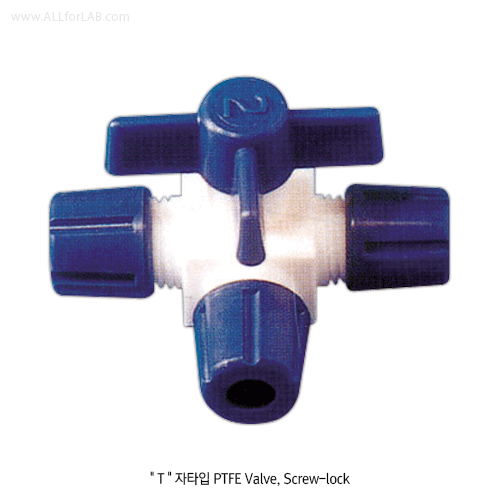 Cowie® PTFE Stopcock, with Screw-locking systems, for Vacuum(5mmHg)/Pressure(1bar)<br>Good Chemical/Corrosion Resistance, for Tubing and Hose, <UK-Made> PTFE 밸브/콕, Screw식