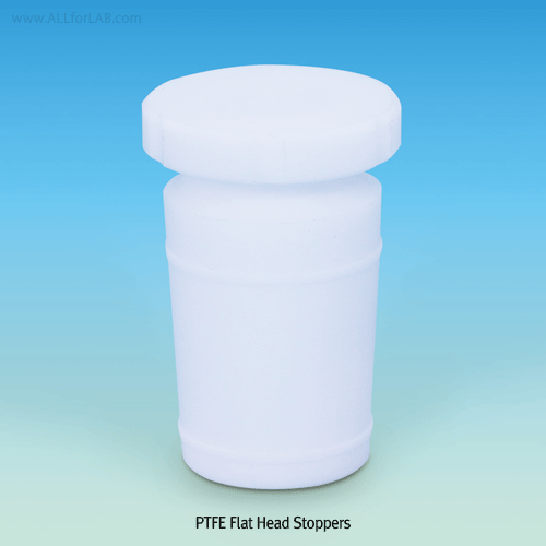 SciLab® PTFE Head Stopper, with Flat-bottom & head, Excellent Chemical·Corrosion·Temp-Resistance<br>ASTM & DIN Joint, With Trapezoidal Ring for High Vacuum & Tight Sealing Effect, -200℃+280℃, PTFE 스토퍼