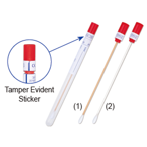 mediclin® Sterile Dry Transport Swab Tube, PP, Cotton- and Viscose-Tip, Φ13×173mm<br>For Specimen Collection, Individual Package, NO-Medium, 멸균 스왑튜브, 샘플채취용