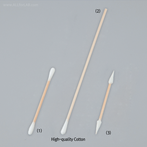 High-quality Cotton/Rayon Swab, Length 75 & 150mm<br>With Wood-Handle, High-quality Cotton/Rayon - Tip, 고품질 레이온 면봉