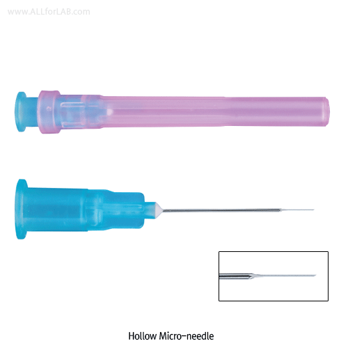 INCYTO® Hollow Micro-needle, Disposable, Immunology, Toxicology, Ophthalmology, Entomology<br>For Animals, Luer Tip, Tip O.D 38G(130㎛), Length 18mm with 3mm Micro-tip, 38G 마이크로 니들