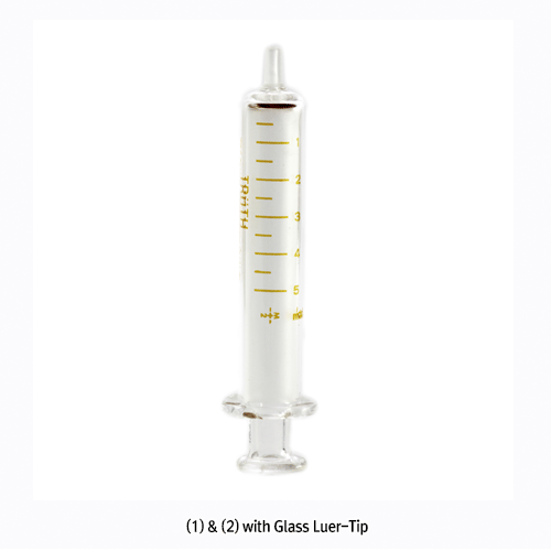 Topsyringe® TRUTHTM Standard Glass Syringe, 2~100㎖<br>With Luer/Luer-Lock Tip, with Amber Graduation, ISO/CE Certified, 글라스 시린지