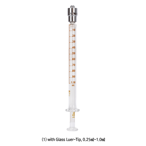 Topsyringe® TRUTHTM Precision Glass Syringe, 0.25~1㎖<br>With Luer/Luer-Lock Tip, ISO/CE Certified, 정밀형 글라스 시린지