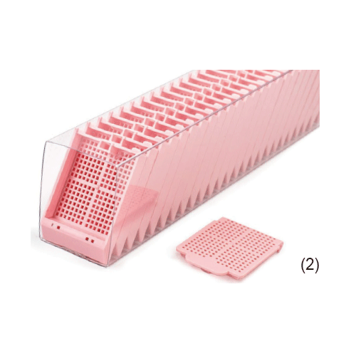 Simport® Histosette®Ⅱ Tissue & Biopsy Cassette in Sleeve, Front Hinge, 75/sleeve, h6.5mm<br>Suitable for Thermo Fisher Printers, Separated Lid, 45° Angle, Acetal, 슬리브형 티슈 카세트, 커버 별도포장