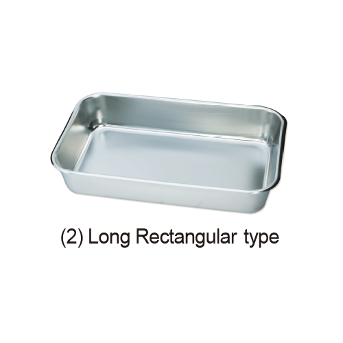 Stainless-steel Tray, Rectangular- & Square-type, High Quality, 0.8~7.7Lit<br>For Laboratory & Hospital, Seamless, <Korea-Made> 4각 스텐레스 트레이