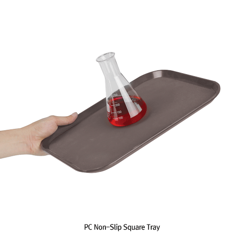 PC Non-Slip Tray, Brown, Multi-use, -130℃+125℃<br>Good for Foodstuff, with ABS Alloy Non-Slip Surface, PC 논슬립 사각 쟁반/트레이