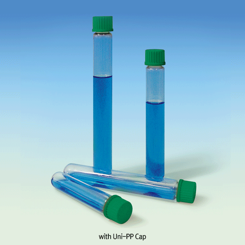 SciLab® Premium GL-screwcap Tube, Boro-glass 3.3, Excellent for Multi Function, 11~280㎖<br>With PTFE/Silicone Septa (3mm-thick) Sealed DURAN® PBT Cap & Uni-PP Cap, DIN GL14~45, 프리미엄 스크류캡 시험관