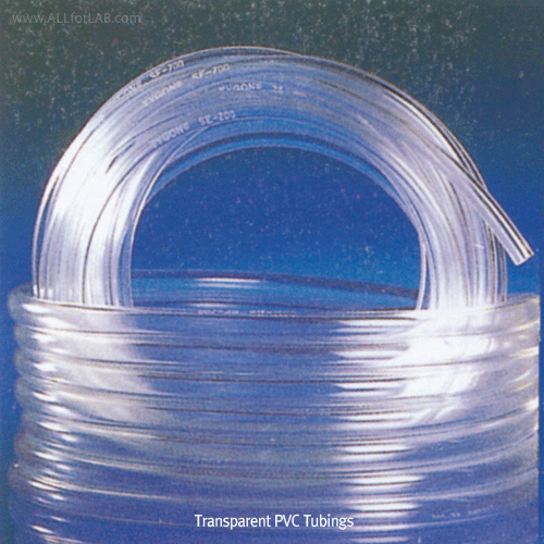 Transparent PVC Tubing, High Flexible, Chemical Resistant, id Φ3~Φ50mm<br>Good for Rinse & Drain Tubes, -20℃+74℃, 투명 비닐 튜빙